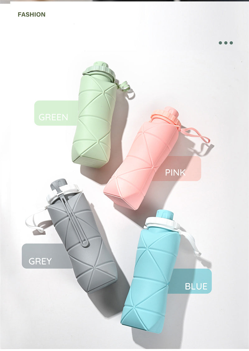 600 ml Folding Silicone Water Bottle Sports Water Bottle Outdoor Travel Portable Water Cup