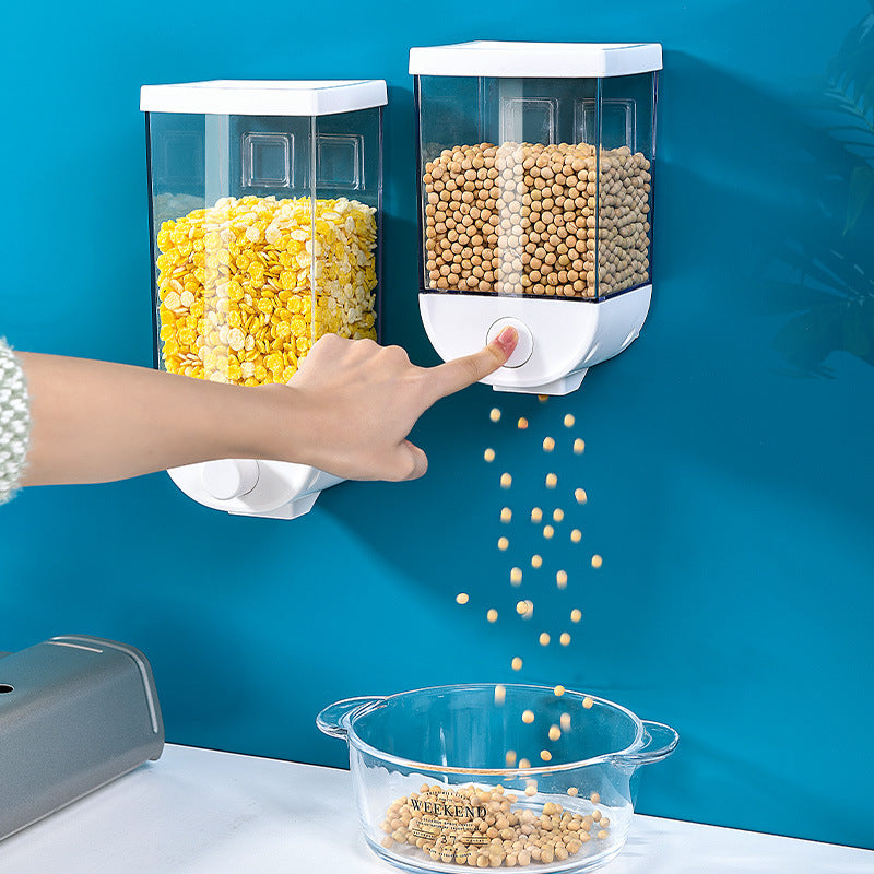 Easy Press Container Cereal Dispenser Wall Mounted Food Storage Box