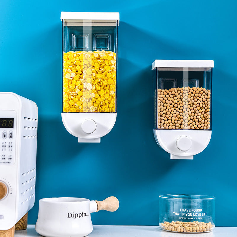 Easy Press Container Cereal Dispenser Wall Mounted Food Storage Box