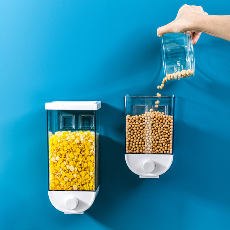 Easy Press Container Cereal Dispenser Wall Mounted Food Storage Box