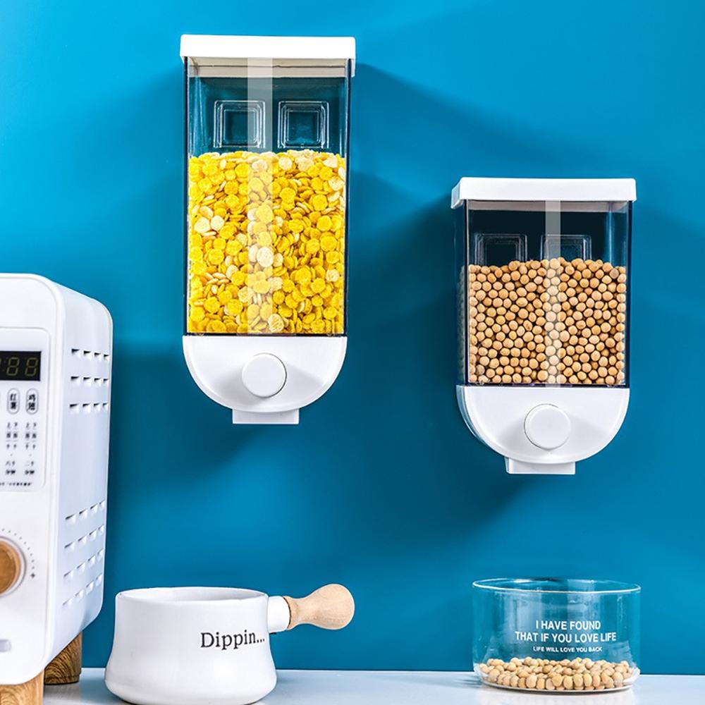 Easy Press Container Cereal Dispenser Wall Mounted Food Storage Box