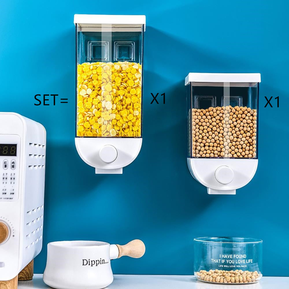 Easy Press Container Cereal Dispenser Wall Mounted Food Storage Box