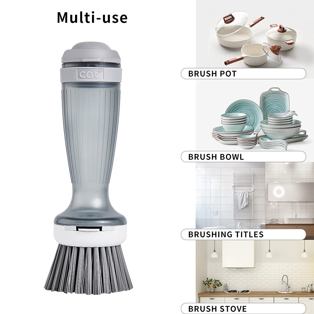 Pot Brush Dish Scrub Brush With Soap Dispenser 1 Brush 2 Refills