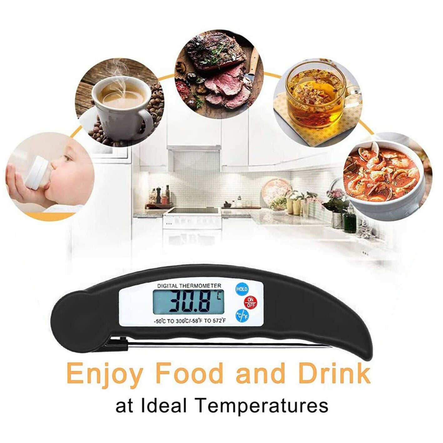 Instant-Read Meat Thermometer Digital Electronic Food Temp