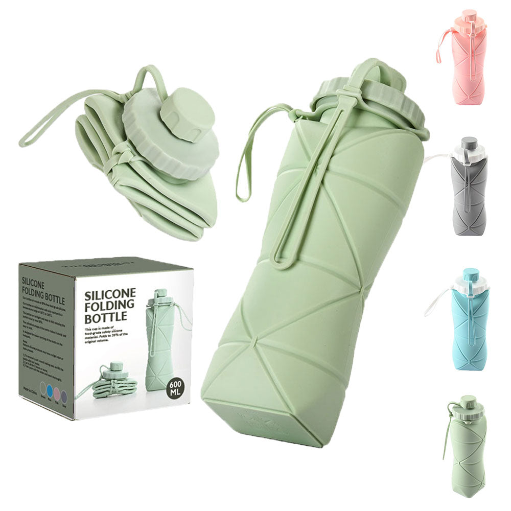 600 ml Folding Silicone Water Bottle Sports Water Bottle Outdoor Travel Portable Water Cup