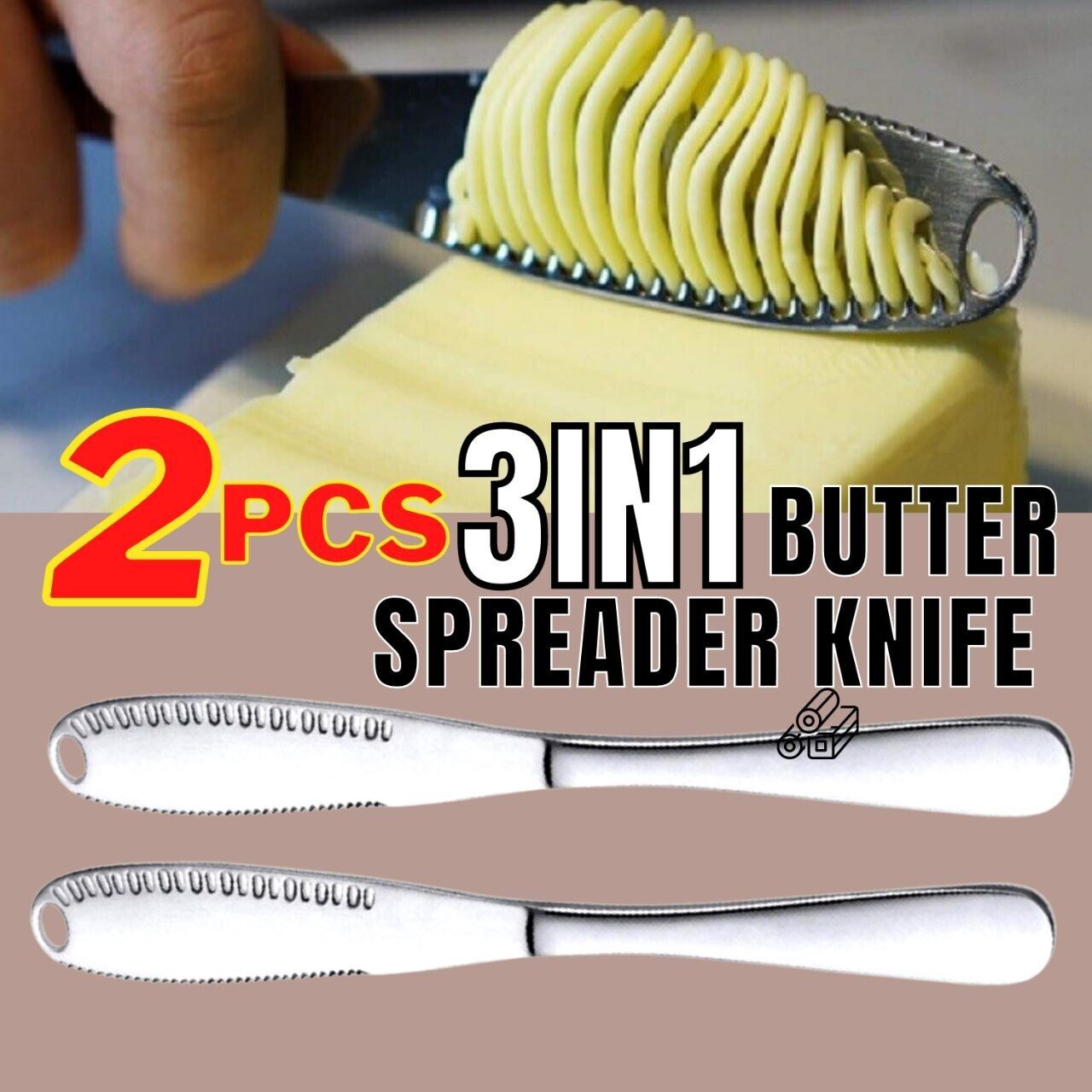 2 Pack Stainless Steel Butter Spreader Knife Butter Curler